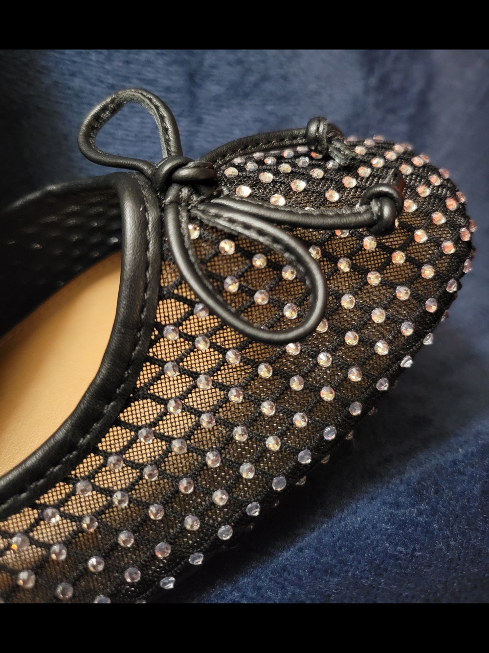 Dolce Vita Black Mesh Ballet Flats with Crystal Studs - Picture 4 of 5